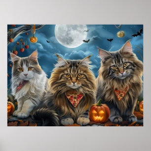 Poster Halloween chats de Sibérie Éffrayant