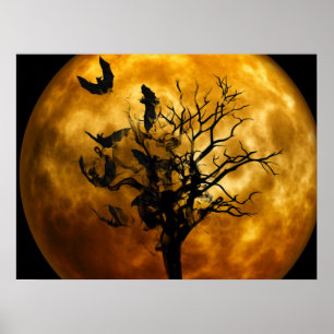Poster Halloween chauves-souris à scandale