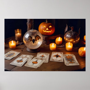 Poster Halloween chauves-souris Citrouilles mignonne Éffr