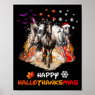Poster Halloween Cheval Et Joyeux Noël Joyeux Hallotha