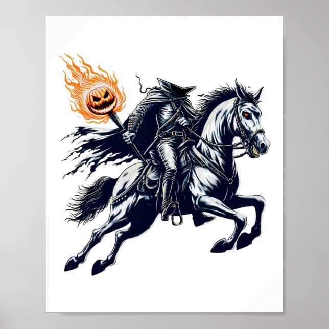 Poster Halloween Citrouille de peur sans tête Horseman (Devant)