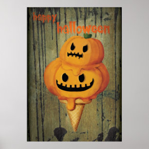Poster Halloween Citrouille Ice Cream Cone