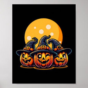 Poster Halloween Citrouille triple sorcière Casquette Tee
