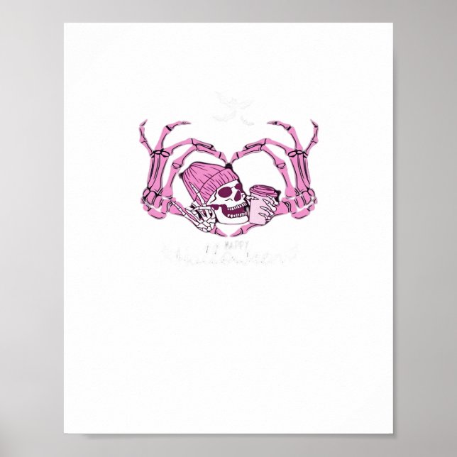 Poster Halloween Coeur crâne mains Skeleton Beanie Design (Devant)