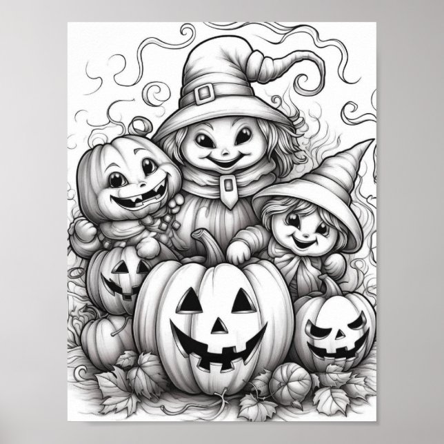Poster Halloween Coloration adulte (Devant)