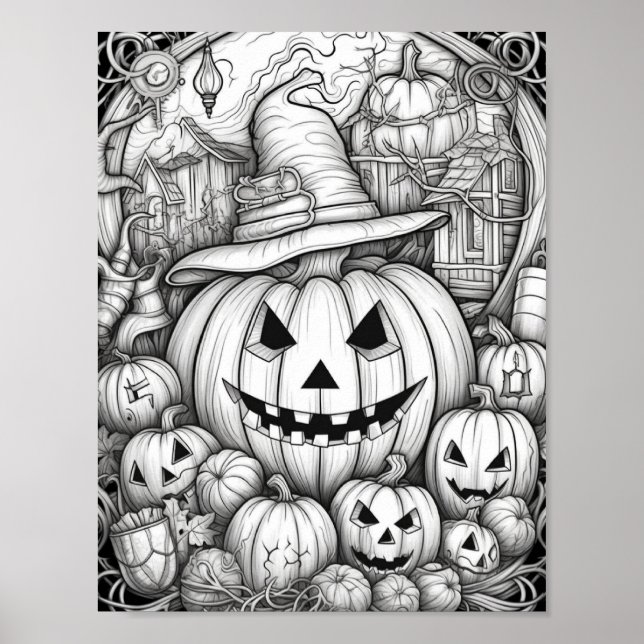 Poster Halloween Coloration adulte (Devant)