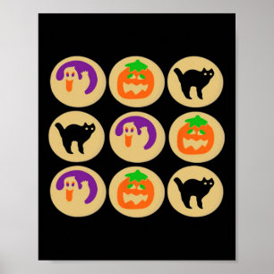 Poster Halloween Cookies Fantôme Citrouille Chat Hallowee