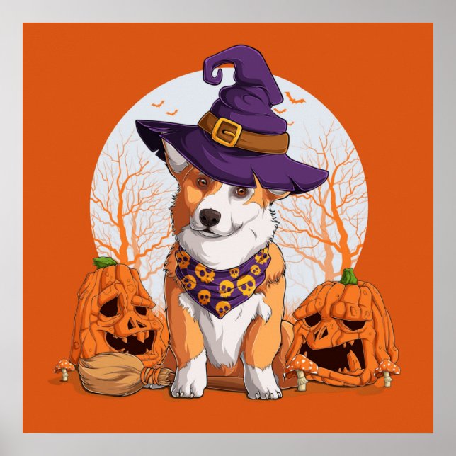 Poster Halloween Corgi (Devant)
