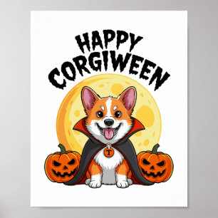 Poster Halloween Corgiween, Chien de Corgi Éffrayant