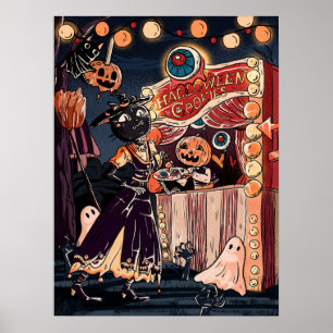 Poster Halloween Costume Party on a Wonderful Night Scene