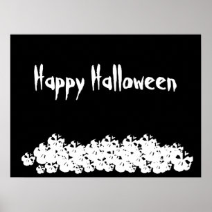 Poster Halloween crânes blancs noirs empiler texte person