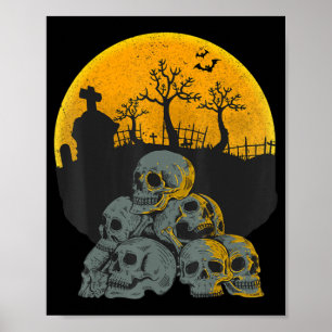Poster Halloween Crânes Tête Lune Skeleton Costume Enfant
