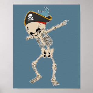 Poster Halloween Dab Skeleton Pirate Dance