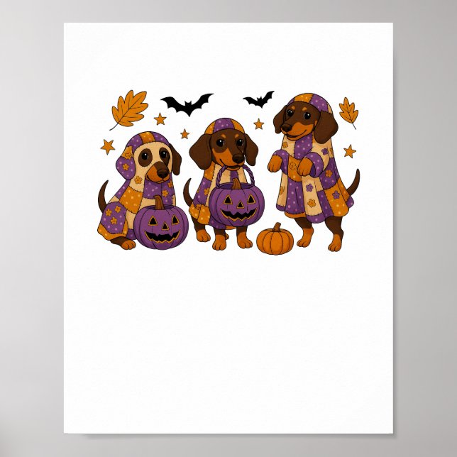 Poster Halloween Dachshund Chien Ghost (Devant)