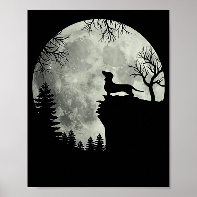 Poster Halloween Dachshund Et Lune (Devant)