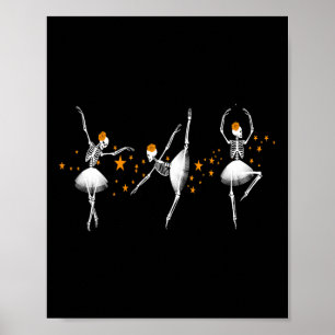 Poster Halloween Danser Squelette Llerina Llet Femmes Fil
