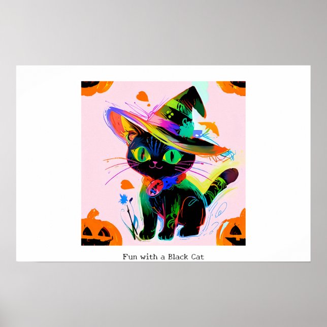 Poster Halloween de chat noir (Devant)