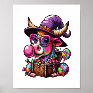 Poster Halloween de la vache Rainbow Highland