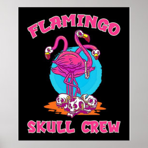 Poster Halloween de l'équipage du crâne Flamant rose   Am