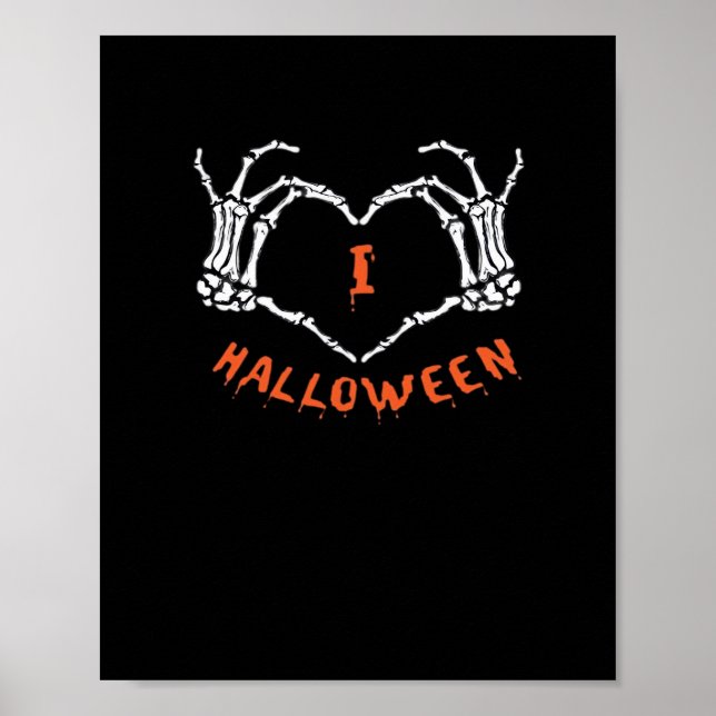 Poster Halloween de Slogan. Geste Cardiaque En Squelette (Devant)