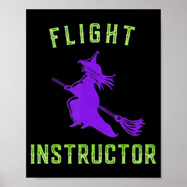 Poster Halloween de sorcière instructeur de vol (Devant)