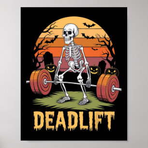 Poster Halloween Deadlift Skeleton Gym Workout Poids Lif