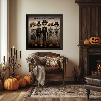 Poster Halloween déplaisant de la famille de squelettes