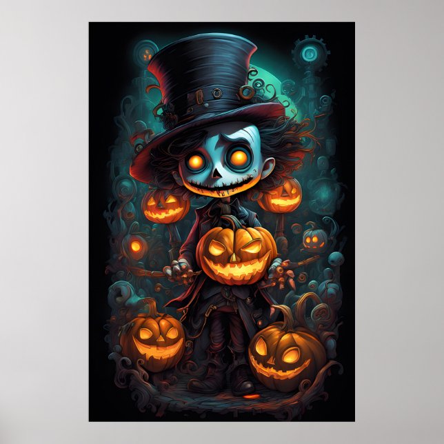 Poster Halloween déplaisant et Citrouille (Devant)