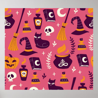 Poster Halloween dessiné à la main, motif éffrayant sans 