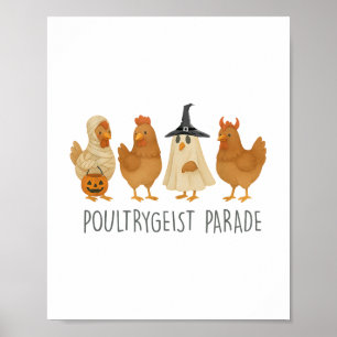Poster Halloween drôle de poulet, Poultrygei Éffrayant de