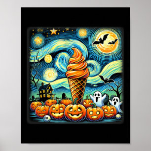 Poster Halloween du cône de crème glacée de nuit