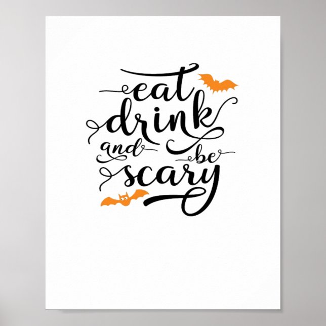 Poster Halloween Eat Drink And Be Scary Retro Classic (Devant)