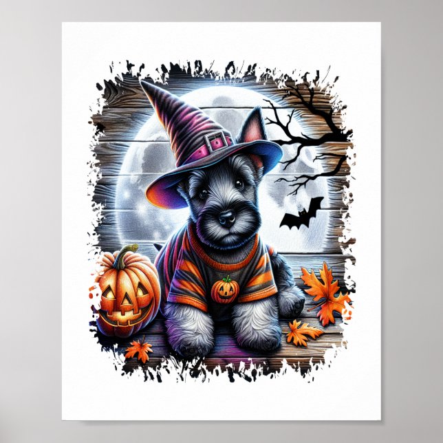 Poster Halloween écossais de chien de Terrier (Devant)