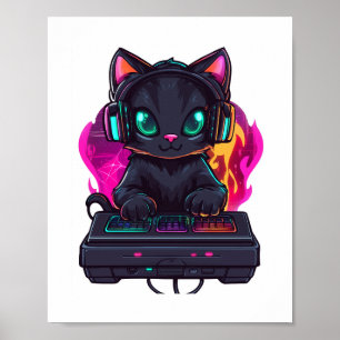 Poster Halloween Éffrayant Gamer Cat
