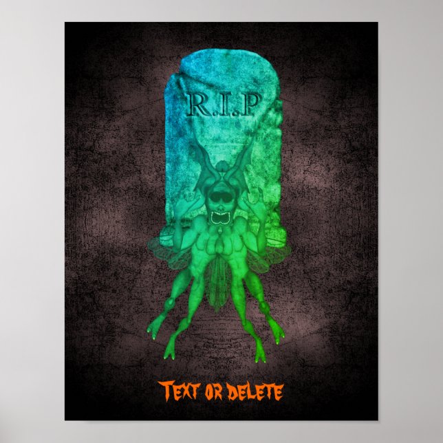 Poster Halloween effrayant Goblin Tombstone Personnalisé (Devant)