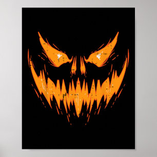 Poster Halloween Éffrayant Jack-o'-lantern Face Citrouill