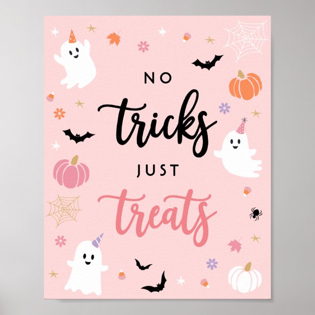 Poster Halloween Éffrayant rose Fantôme Pas De Trucs Just (Devant)