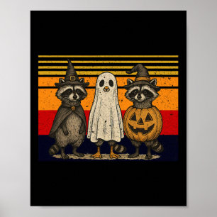 Poster Halloween éffrayante Et Férale Cute Ghost Raccoon