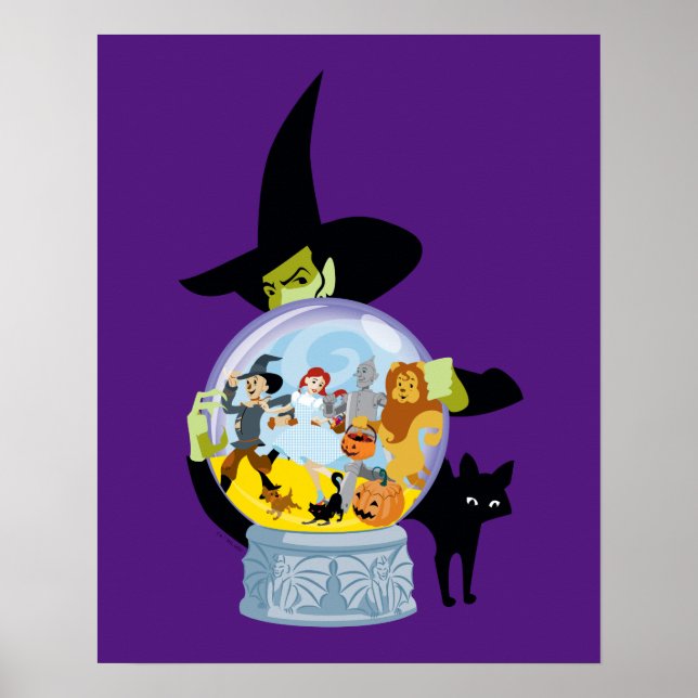 Poster Halloween en cristal de sorcière méchante (Devant)