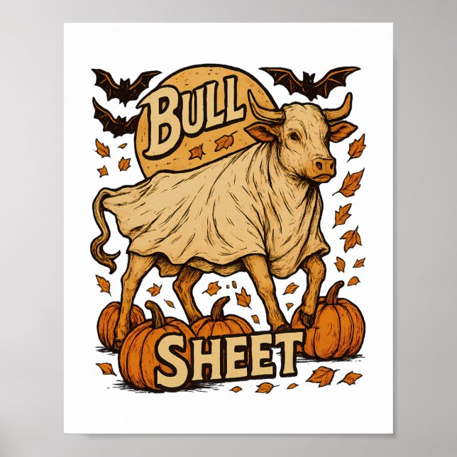 Poster Halloween feuille de taureau de vache (Devant)