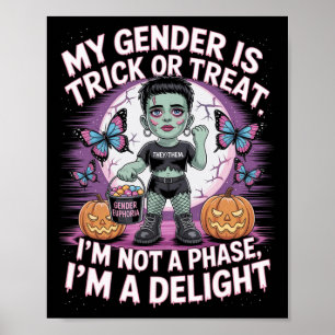 Poster Halloween Frankenstein Prononouns non binaire Pas