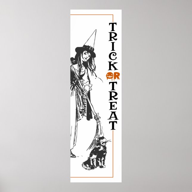 Poster Halloween Fun | Trick de sorcière et de chat ou po (Devant)