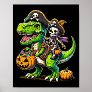 Poster Halloween Funny T Rex Dinosaur Pirate Boys Trick T