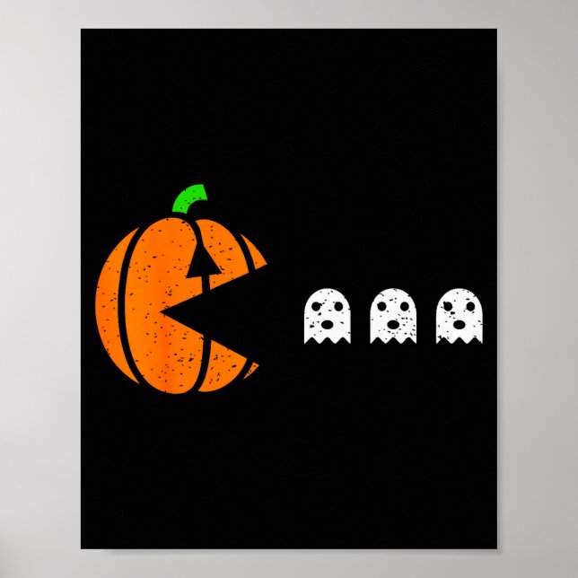 Poster Halloween Gamer Pumpkin Eating Ghost Costume Men B (Devant)
