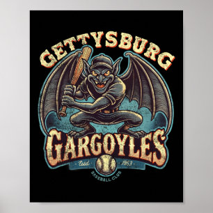 Poster Halloween Gettsyburg Gargoyles Mineure Ligue Baseb