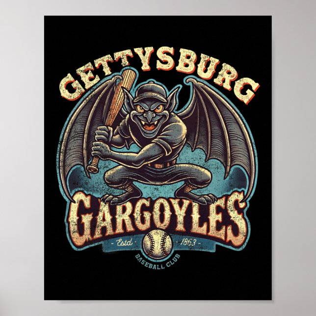 Poster Halloween Gettsyburg Gargoyles Mineure Ligue Baseb (Devant)