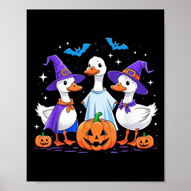 Poster Halloween Goose Ghost Pumpkin Witch Costume Soky F (Devant)