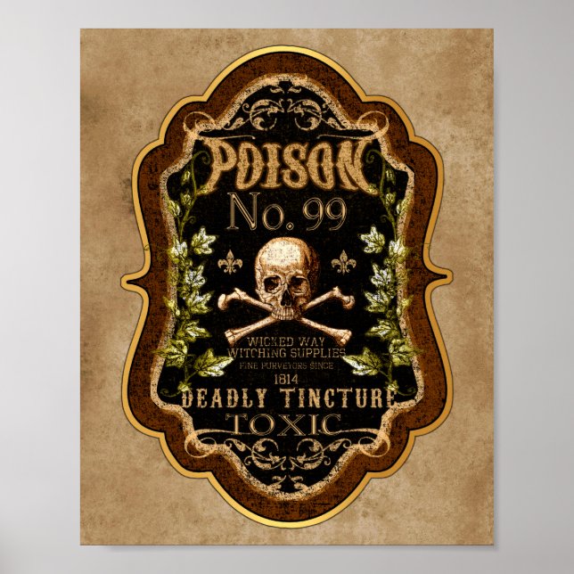 Poster Halloween Gothique Crâne Et Crossbones Potion De S (Devant)