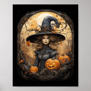 Poster Halloween gothique Wiccan en cuisine vintage