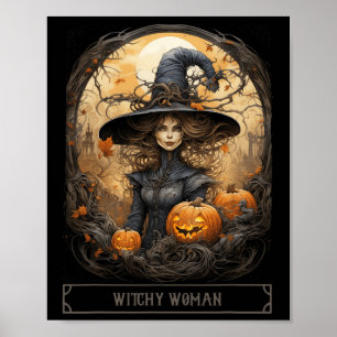 Poster Halloween gothique Wiccan en cuisine vintage